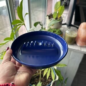 Mid-Century Blue Plastic Ashtray – Made in the USA